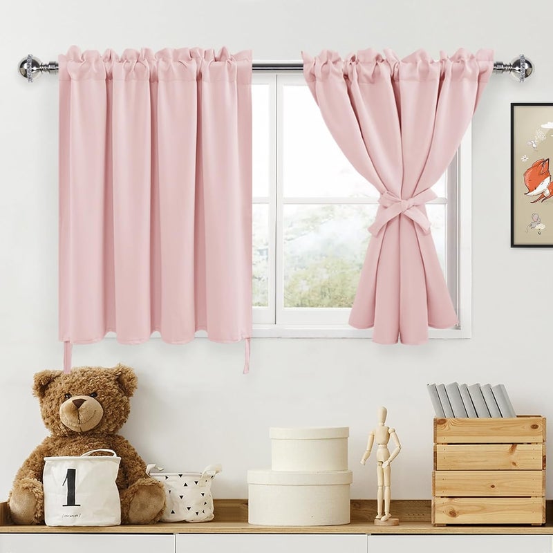 DWCN Pink Curtains for Girls Room, Blackout Short Curtains 30 Inch Length, Thermal Small Window Curtains - 42 by 30 Inch, Blush Pink, 1 Pair - Image 1